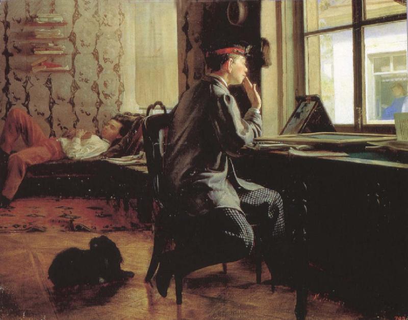 Ilya Repin Prepare of Exam oil painting image